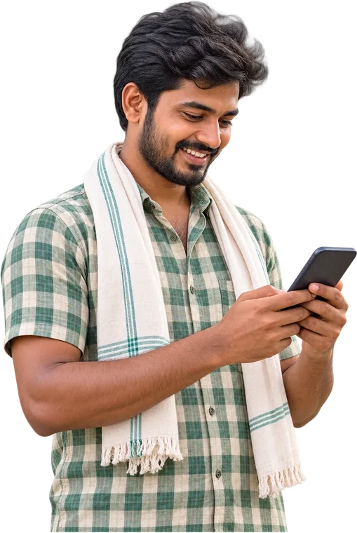 Farmer checking crop advice on a smartphone